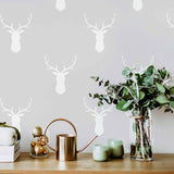 Grey Reindeer Peel and Stick Removable Wallpaper