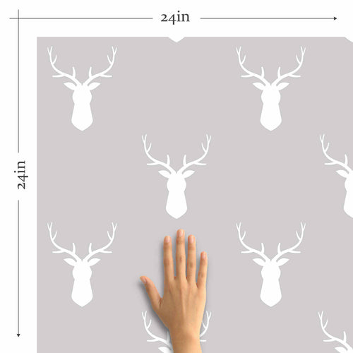 Grey Reindeer Peel and Stick Removable Wallpaper