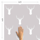 Grey Reindeer Peel and Stick Removable Wallpaper