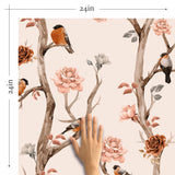 Rose Floral Animal Peel and Stick Removable Wallpaper