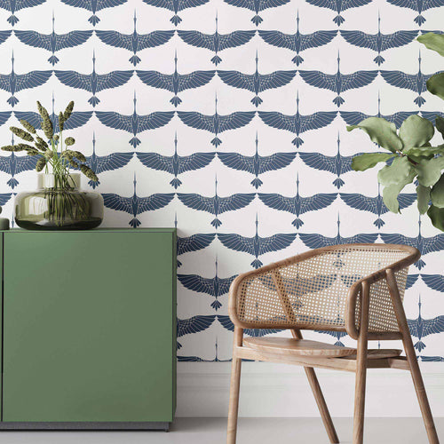 Blue Birds Peel and Stick Removable Wallpaper