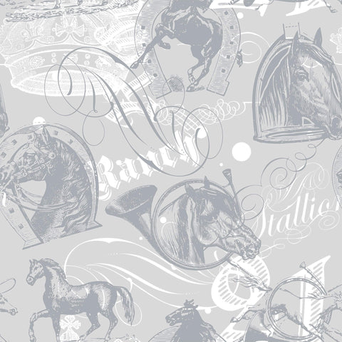 Silver Vintage Animal Peel and Stick Removable Wallpaper