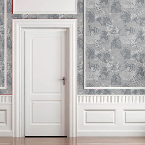 Silver Vintage Animal Peel and Stick Removable Wallpaper