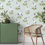 vintage color palette of muted blue and pink removable wallpaper