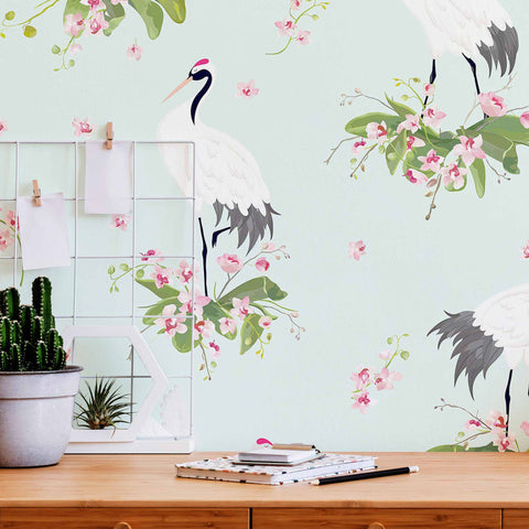 vintage color palette of muted blue and pink removable wallpaper
