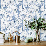 Blue Birds Peel and Stick Removable Wallpaper 5096