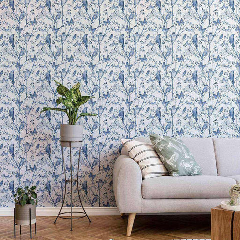 Blue Birds Peel and Stick Removable Wallpaper 5094