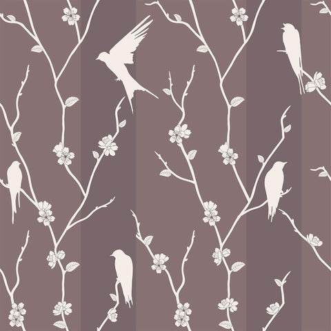 Lavender Floral Animal Removable Wallpaper 6931| Walls By Me
