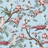 Blue Botanical Peel and Stick Removable Wallpaper