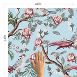 Blue Botanical Peel and Stick Removable Wallpaper