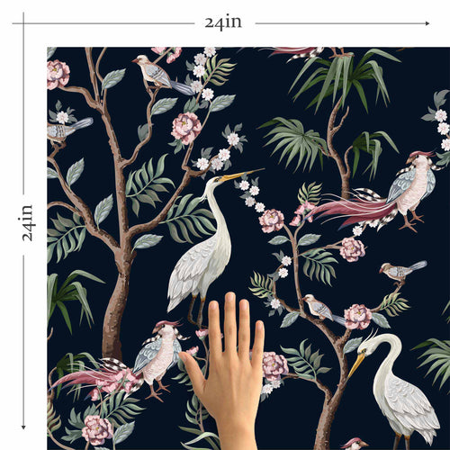 Black and White Birds Peel and Stick Removable Wallpaper