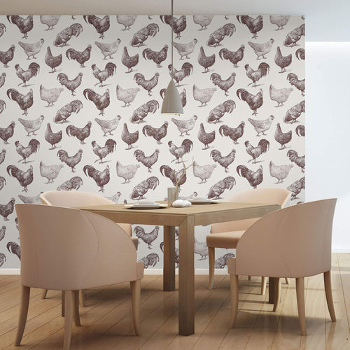 Beige Bird Animal Peel and Stick Removable Wallpaper