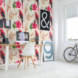 Red and Tan Bird Animal Removable Wallpaper 2321| Walls By Me
