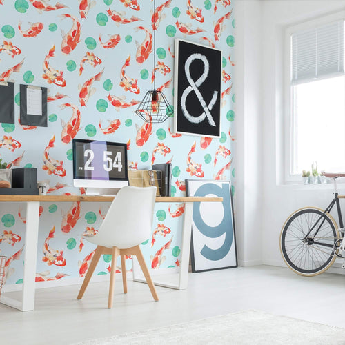 PInk and Orange Botanical Animal Removable Wallpaper 8771| Walls By Me