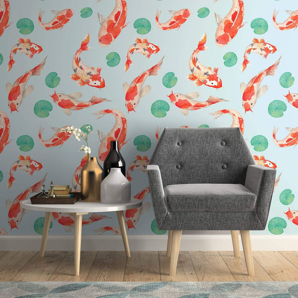 Nautical Wallpaper Blue Fish For Wall  Walls By Me