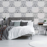 White and Black Fox Animal Peel and Stick Removable Wallpaper