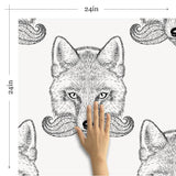 White and Black Fox Animal Peel and Stick Removable Wallpaper