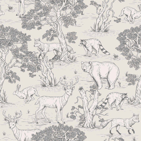 enchanted forest with lots of friendly animals removable wallpaper