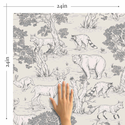 enchanted forest with lots of friendly animals removable wallpaper