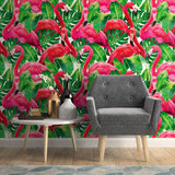 Green and Fuchsia Bird Animal Removable Wallpaper 3044| Walls By Me