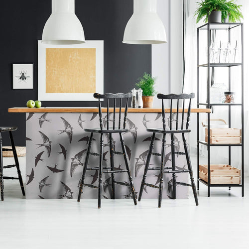 Grey and Black Bird Animal Removable Wallpaper 7648| Walls By Me