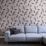 Grey and Black Bird Animal Removable Wallpaper 7648| Walls By Me