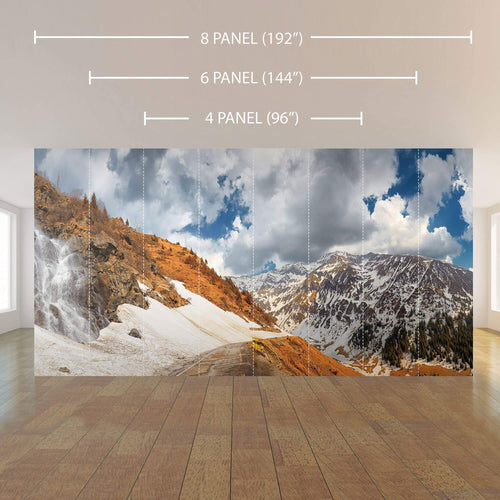 Blue and Orange Mountain Landscape Peel and Stick Removable Wall Mural 3825