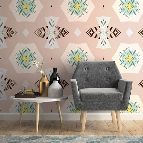 Beige Geometric Tile Adhesive Peel and Stick Removable Wallpaper