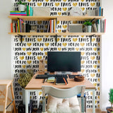 Black Travel Themed Peel and Stick Removable Wallpaper