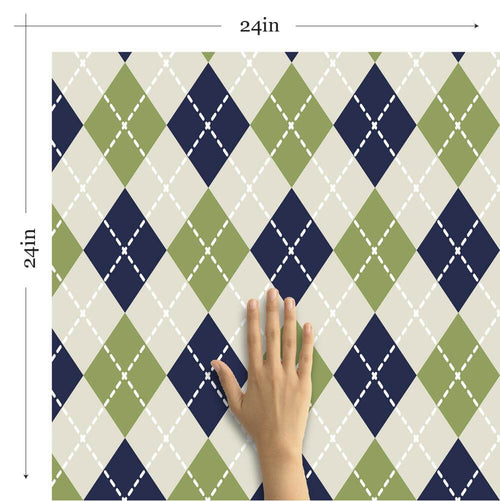 Blue and Green Geometric Peel and Stick Removable Wallpaper