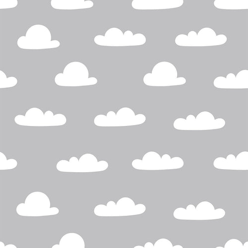 White and Silver Clouds Baby Removable Wallpaper 0914| Walls By Me