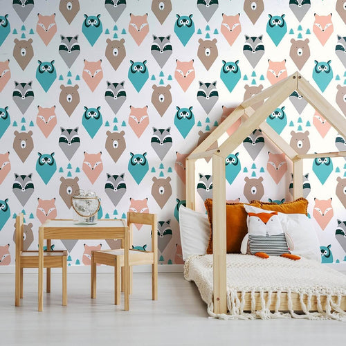 Brown and Cream Forest Baby Peel and Stick Removable Wallpaper