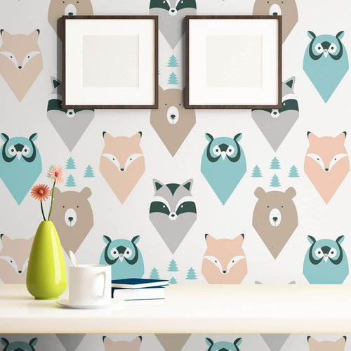 Brown and Cream Forest Baby Peel and Stick Removable Wallpaper