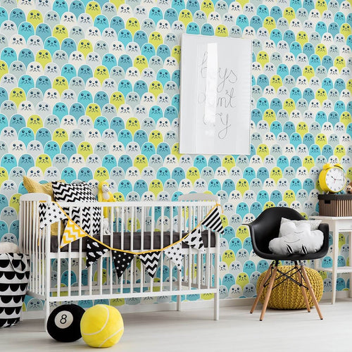 Teal Animals Baby Removable Wallpaper 6486| Walls By Me