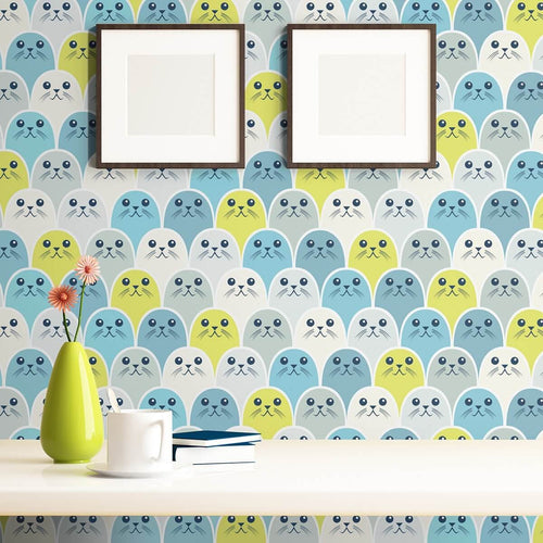 Teal Animals Baby Removable Wallpaper 6486| Walls By Me