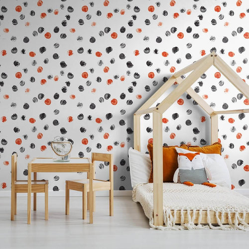 Orange and Black Circles Baby Removable Wallpaper 6268| Walls By Me