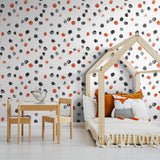 Orange and Black Circles Baby Removable Wallpaper 6268| Walls By Me