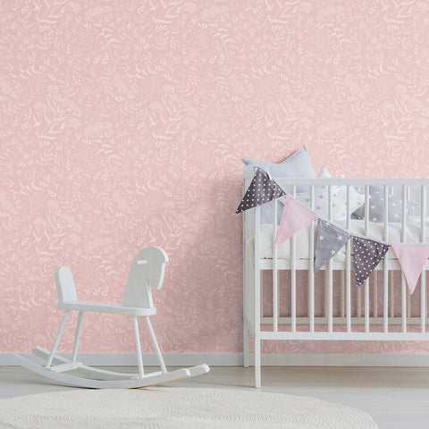 Pink Floral Baby Removable Wallpaper 2964| Walls By Me