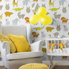 White and Tan Animals Baby Removable Wallpaper 9402| Walls By Me