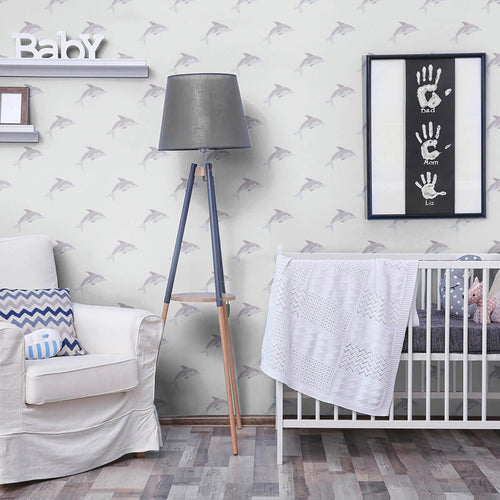 Silver and Gray Animals Baby Removable Wallpaper 1552| Walls By Me