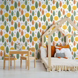 White and Green Forest Baby Removable Wallpaper 8496| Walls By Me
