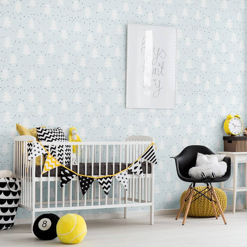 White and Charcoal Forest Baby Removable Wallpaper 7776| Walls By Me