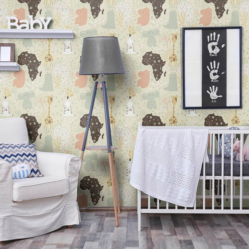 Pink and Green Animals Baby Removable Wallpaper 2061| Walls By Me