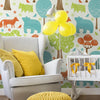 Brown and Green Animals Baby Removable Wallpaper 1283| Walls By Me
