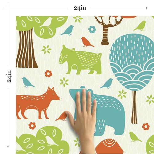 Brown and Green Animals Baby Removable Wallpaper 1283| Walls By Me