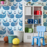 Navy and Light Blue Animals Baby Removable Wallpaper 6433| Walls By Me