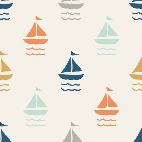 White and Orange Boats Baby Removable Wallpaper 6023| Walls By Me