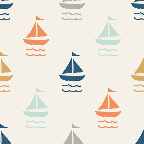 White and Orange Boats Baby Removable Wallpaper 6023| Walls By Me