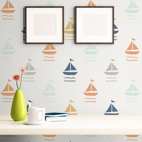 White and Orange Boats Baby Removable Wallpaper 6023| Walls By Me