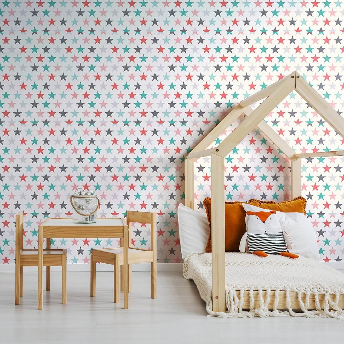 Peel & Stick Wallpaper: Colored Star Pattern | Walls By Me